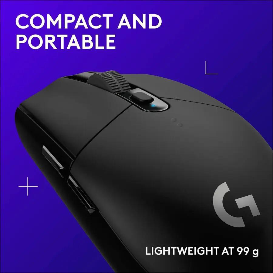 Logitech G305 LIGHTSPEED Wireless Gaming Mouse, HERO Sensor, 12,000 DPI, 6 Programmable Buttons, Black