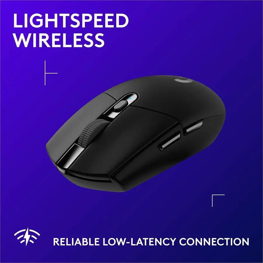 Logitech G305 LIGHTSPEED Wireless Gaming Mouse, HERO Sensor, 12,000 DPI, 6 Programmable Buttons, Black
