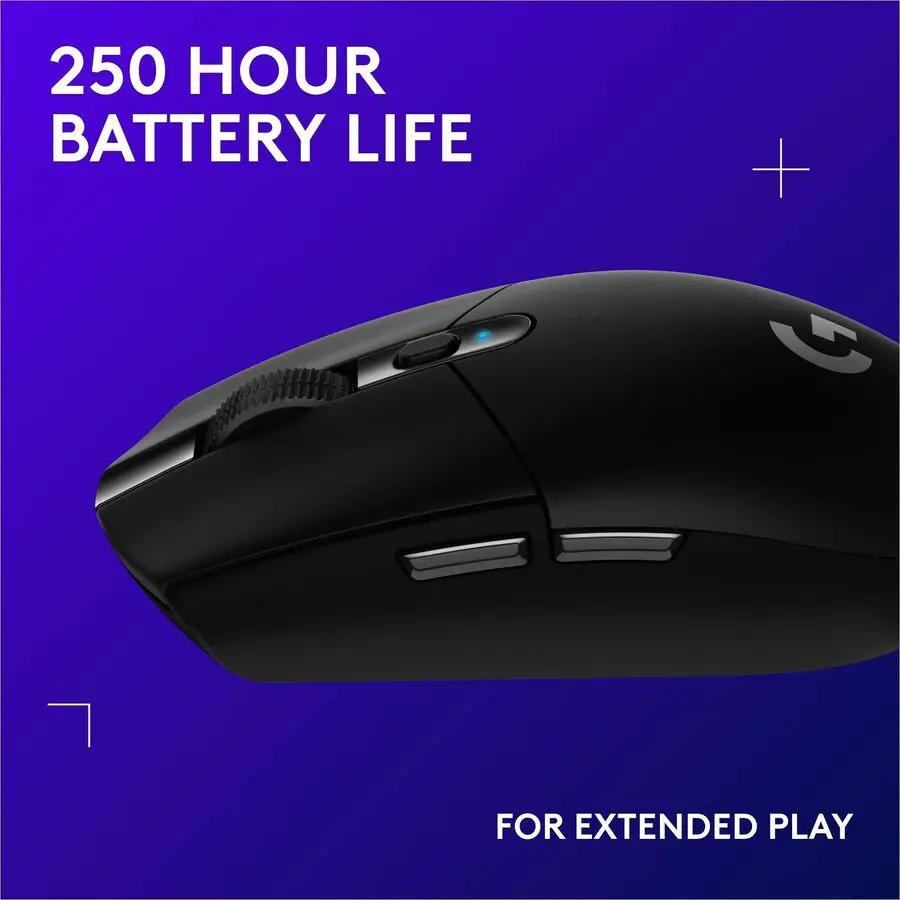 Logitech G305 LIGHTSPEED Wireless Gaming Mouse, HERO Sensor, 12,000 DPI, 6 Programmable Buttons, Black