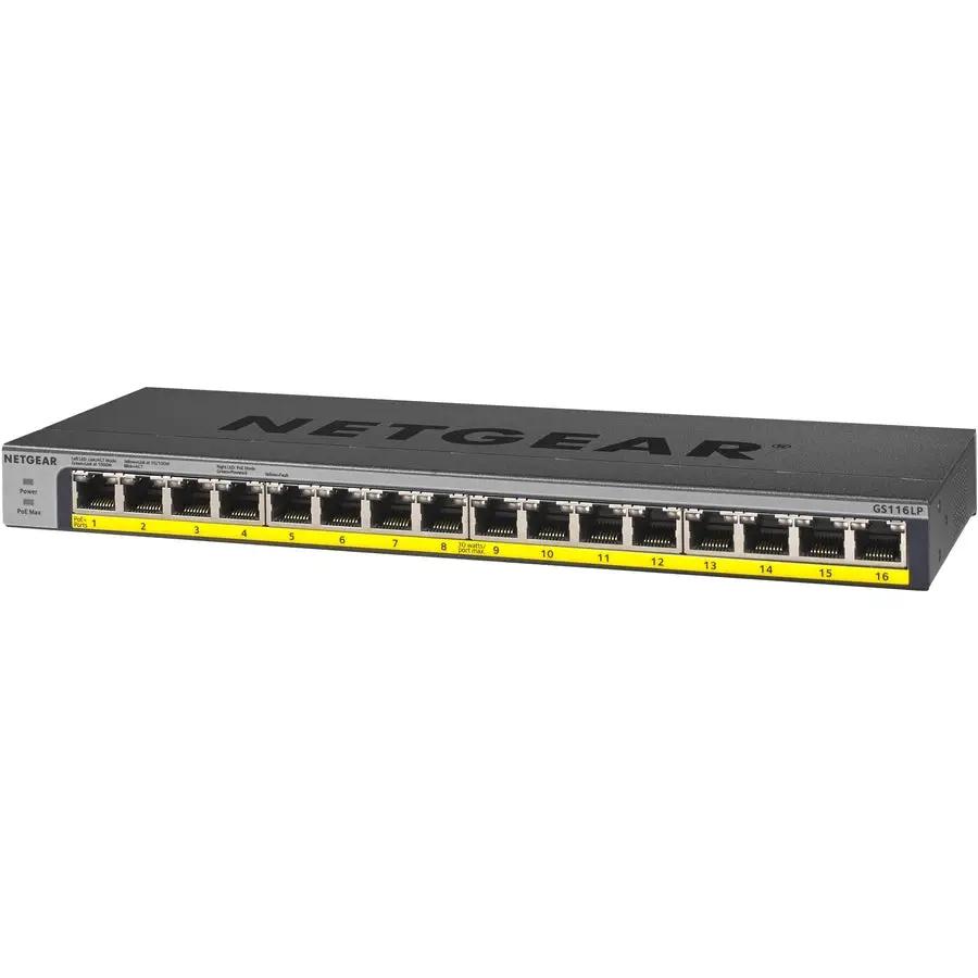NETGEAR ProSAFE GS116LP 16-Port Gigabit PoE Unmanaged Switch