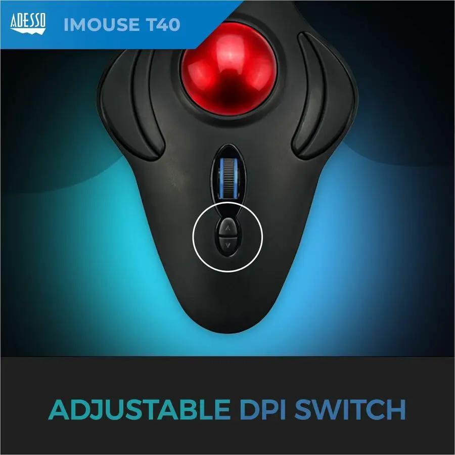 Adesso iMouse T40 Wireless Programmable Ergonomic Trackball Mouse