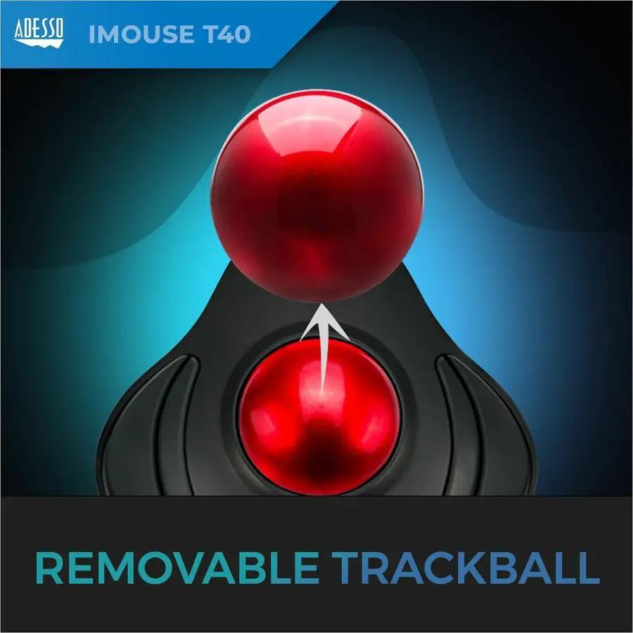 Adesso iMouse T40 Wireless Programmable Ergonomic Trackball Mouse