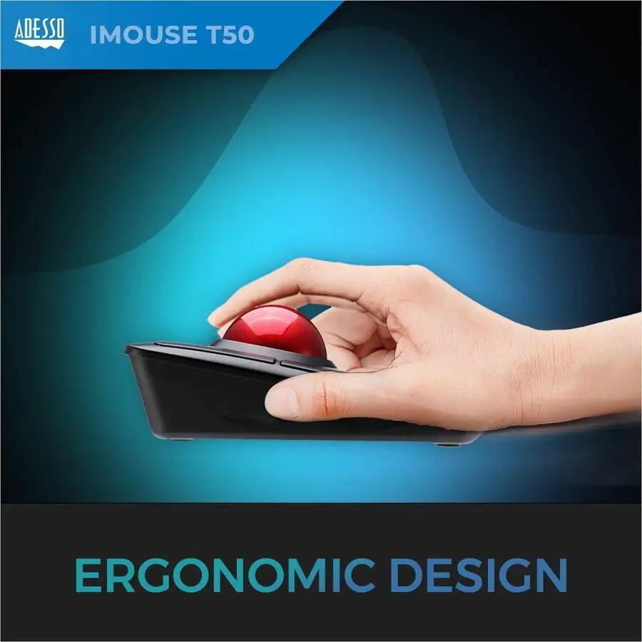 Adesso iMouse T50 Wireless Programmable Ergonomic Trackball Mouse
