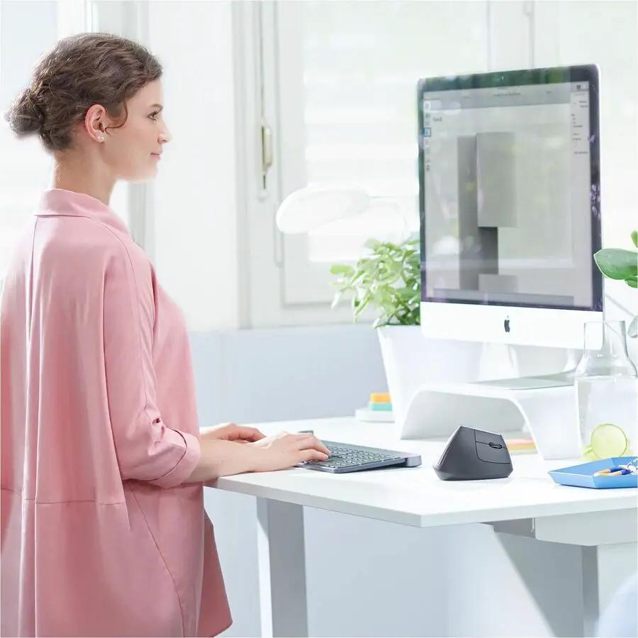 Logitech MX Vertical Wireless Mouse - Ergonomic Design Reduces Muscle Strain, Rechargeable, Graphite