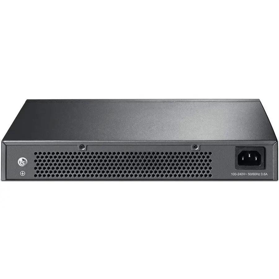 TP-Link TL-SG1024S 24-Port Gigabit Managed Switch, black metal chassis, rear view