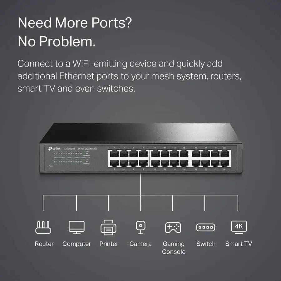 TP-Link TL-SG1024S 24-Port Gigabit Ethernet Switch, black desktop/rackmount