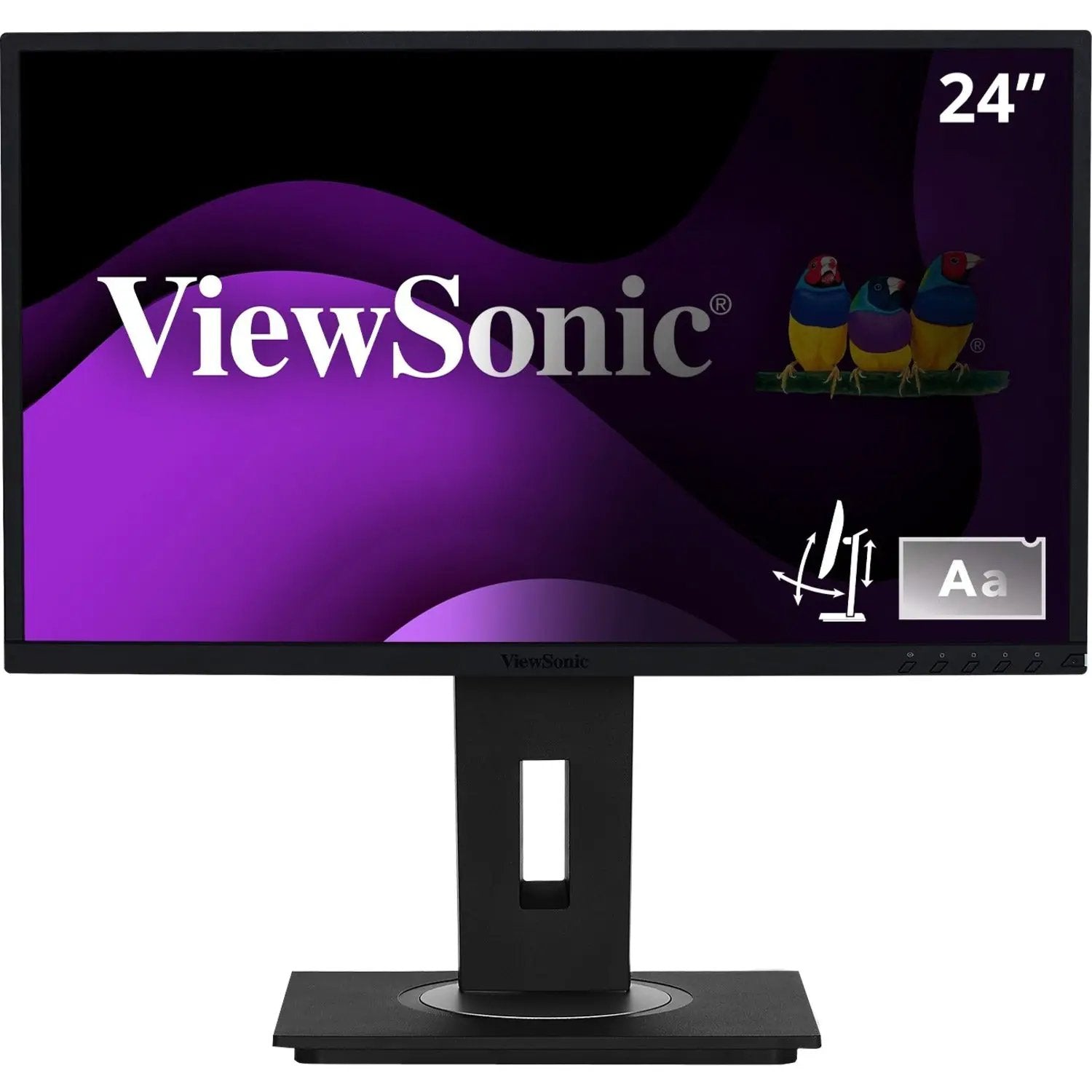 ViewSonic VG2448-PF 24-inch IPS monitor with privacy filter on black adjustable stand
