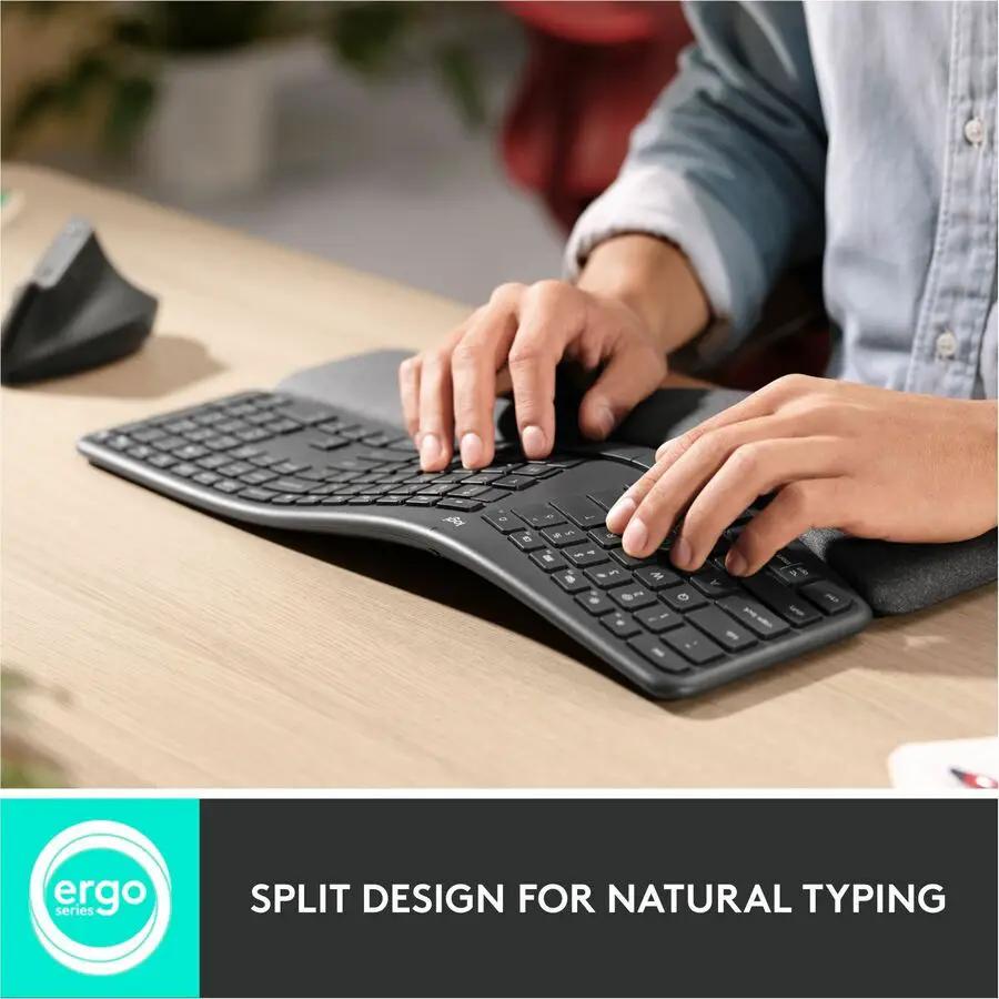Logitech ERGO K860 Split Ergonomic Keyboard, Wireless Connectivity, Graphite
