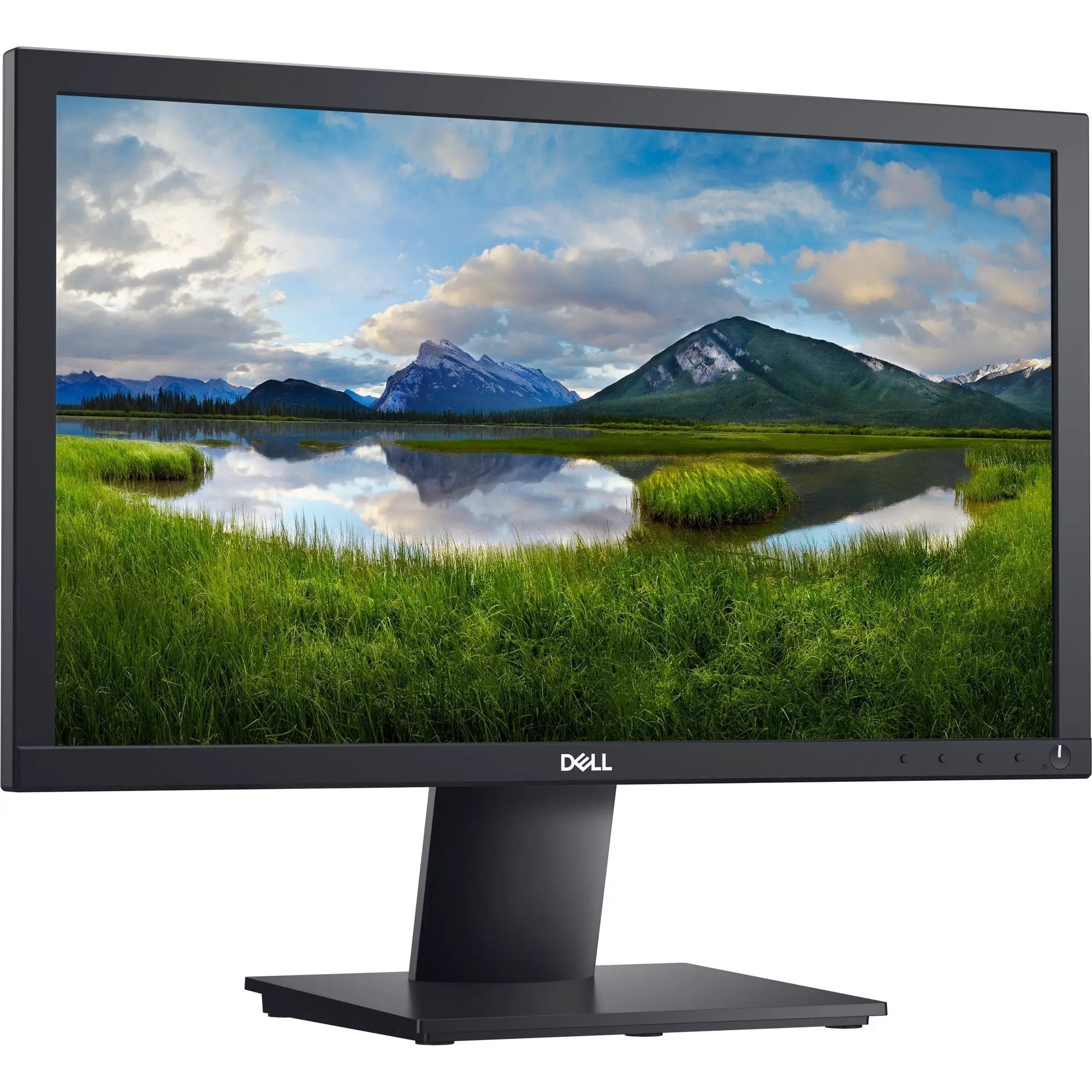 Dell E2020H 20-inch LCD monitor in black on its sturdy stand with Dell logo on the bezel