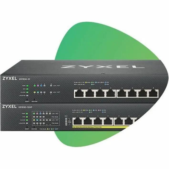 ZYXEL Nebula XS1930 8-Port SFP+ Managed Switch, dark gray dual units with front ports and SFP+ uplinks