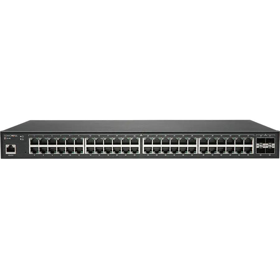 SonicWall SWS14 48-port managed switch, black metal rack-mount network switch