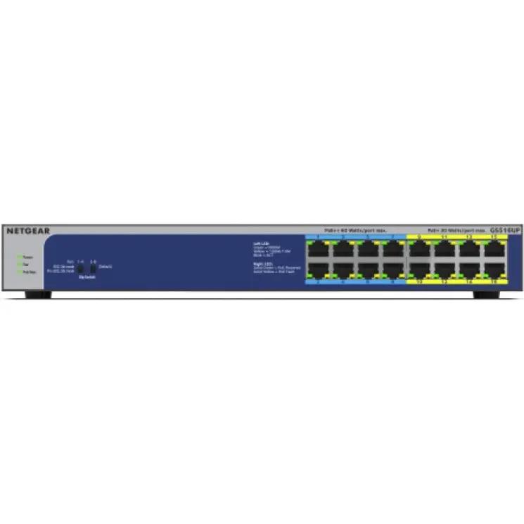 NETGEAR ProSAFE GS516UP 16-port Gigabit PoE+ unmanaged switch, blue chassis