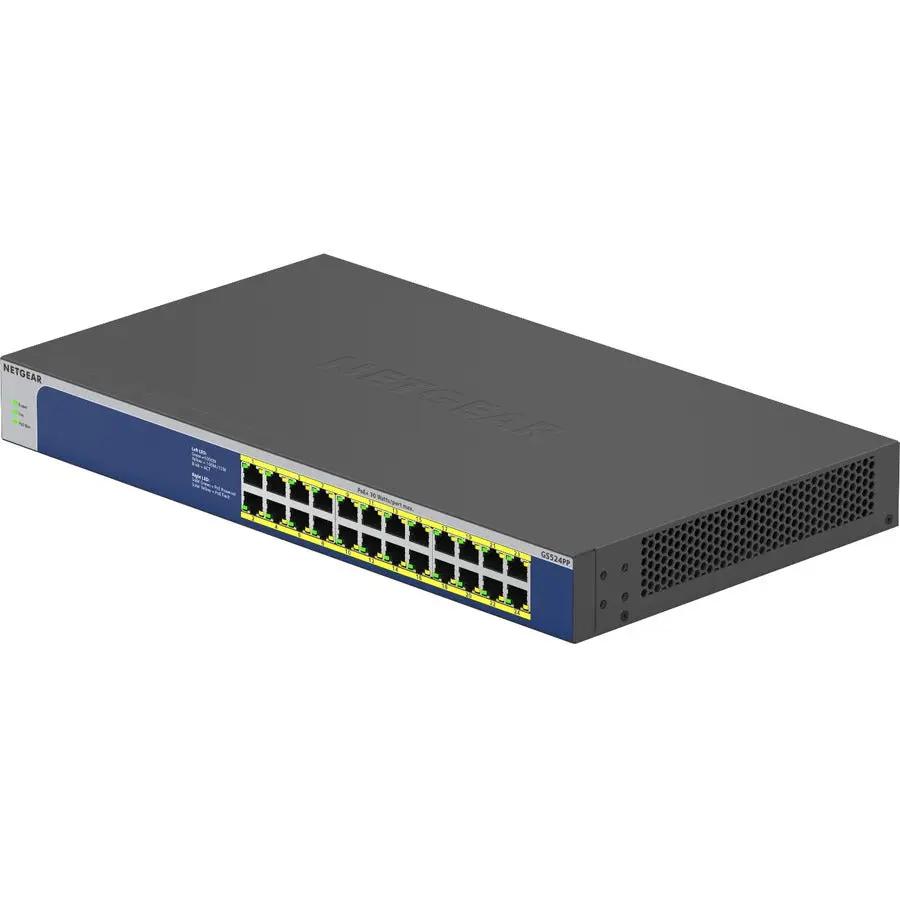 NETGEAR ProSafe GS524PP 24-Port PoE+ switch with blue front panel
