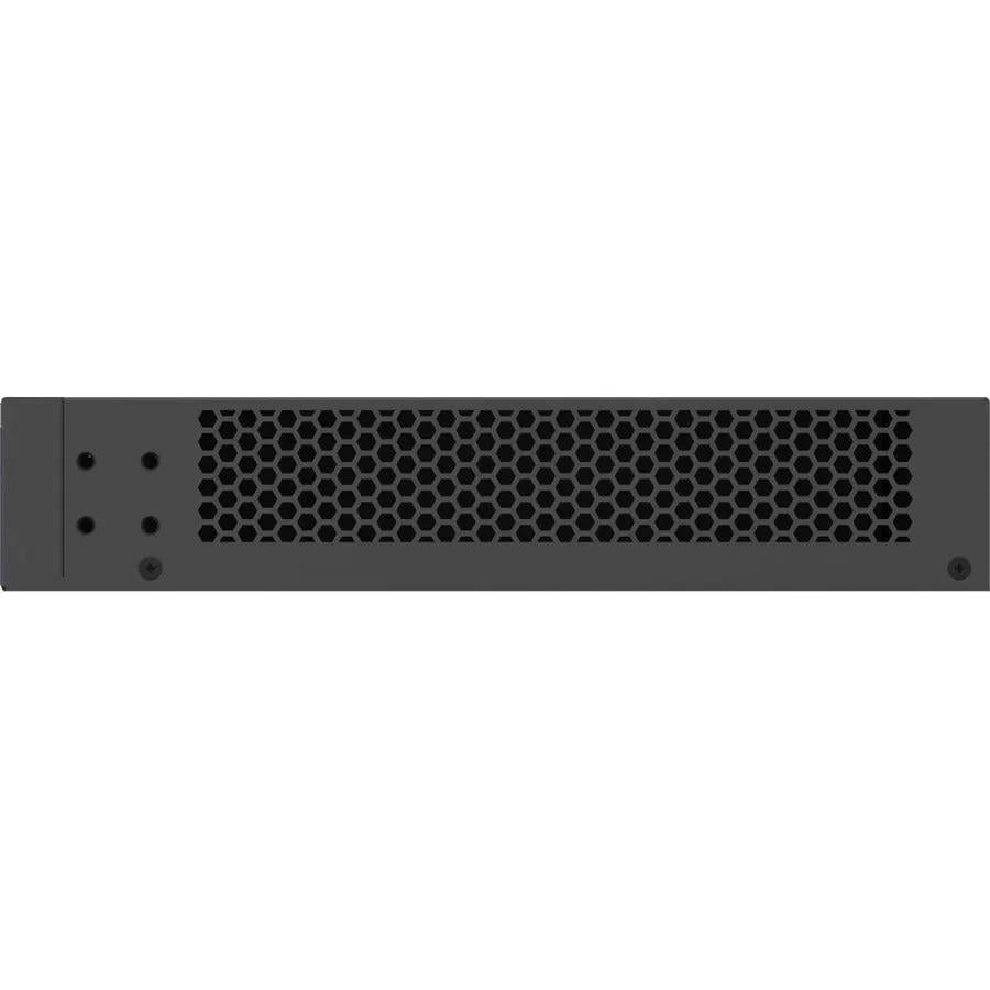 NETGEAR ProSafe GS524PP 24-Port PoE+ Switch front view in dark gray metal with honeycomb ventilation