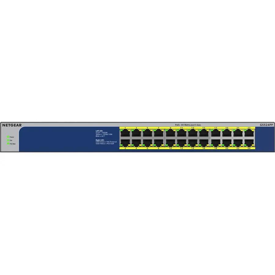 NETGEAR ProSafe GS524PP 24-Port PoE+ Switch, blue chassis