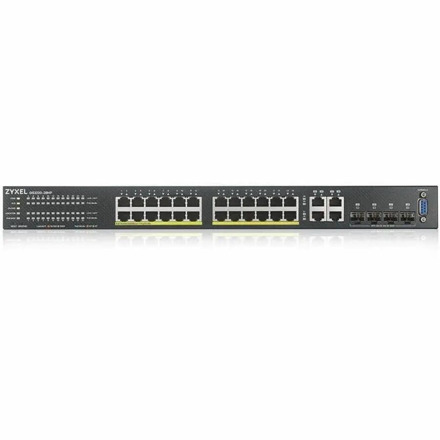 Zyxel Nebula GS2220 28-Port Gigabit PoE+ SFP Managed Switch, black chassis