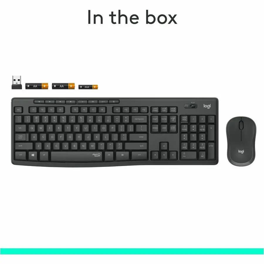Logitech MK295 Wireless Mouse & Keyboard Combo with SilentTouch Technology, Graphite