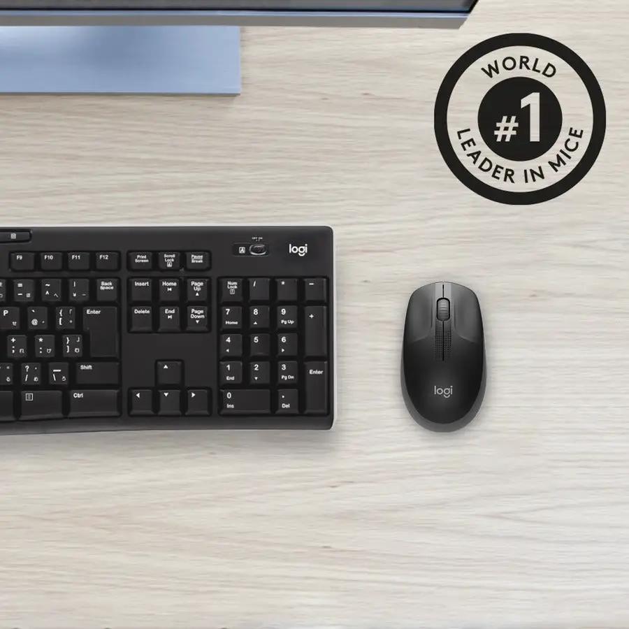 Logitech Wireless Mouse M190 - Full Size Ambidextrous Curve Design, 18-Month Battery with Power Saving Mode, Precise Cursor Control & Scrolling, Wide Scroll Wheel, Thumb Grips (Charcoal)