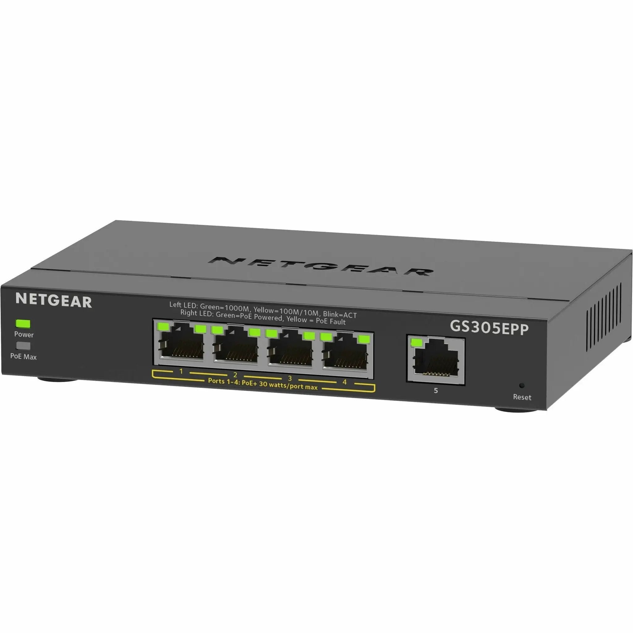 NETGEAR GS305EPP 5-port Gigabit PoE+ unmanaged switch, black