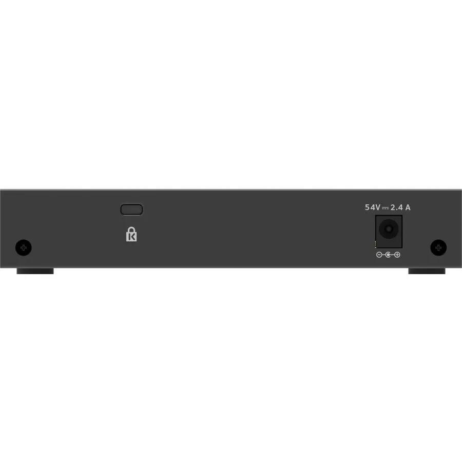 NETGEAR GS308P Smart Managed Plus 8-Port PoE+ switch, black enclosure with rear power input.