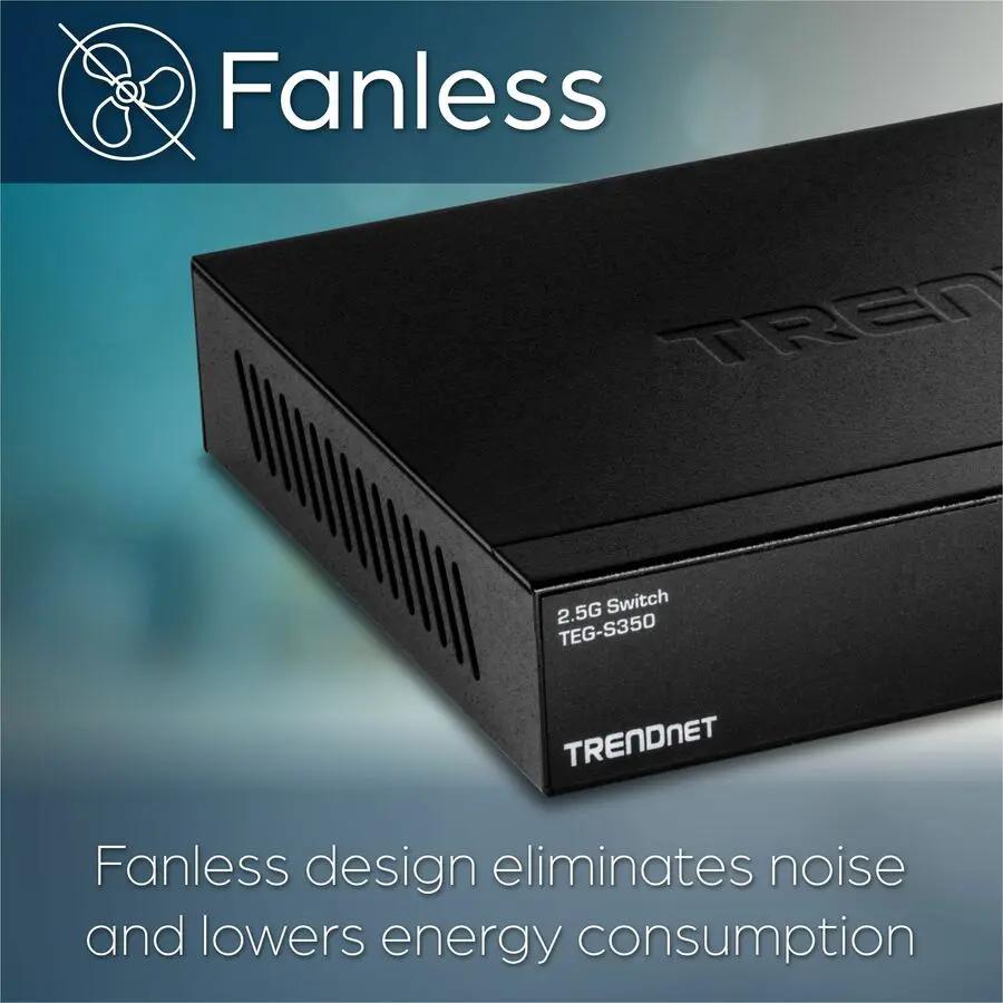 TRENDnet TEG-S350 5-Port 2.5G unmanaged switch, black fanless desktop model