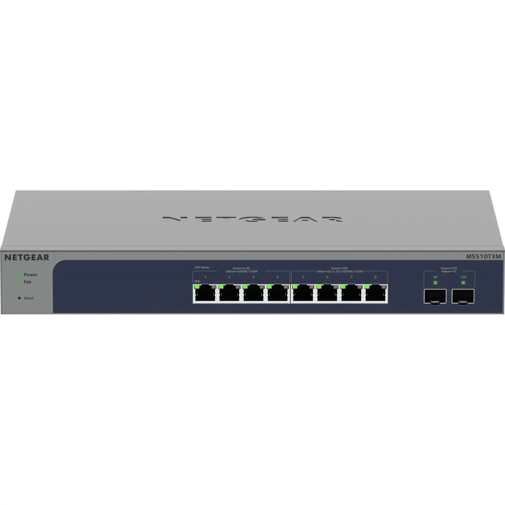 NETGEAR ProSAFE MS510TXM 8-Port Gigabit PoE SFP+ managed switch, gray chassis