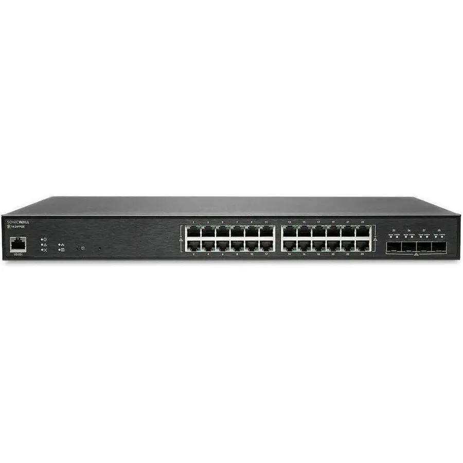 SonicWall Switch SWS14 24-Port PoE Managed Switch, black front panel