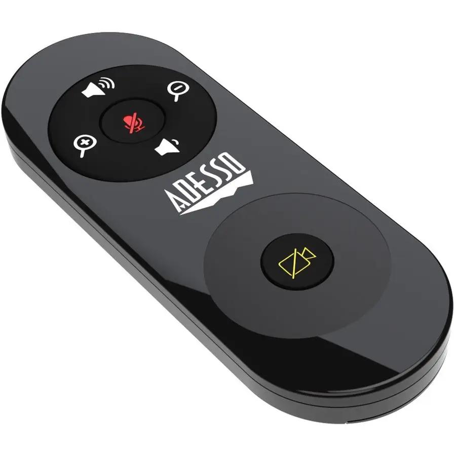 4K Ultra HD Conference Webcam, Adesso Inc., black device with circular control pad and logo