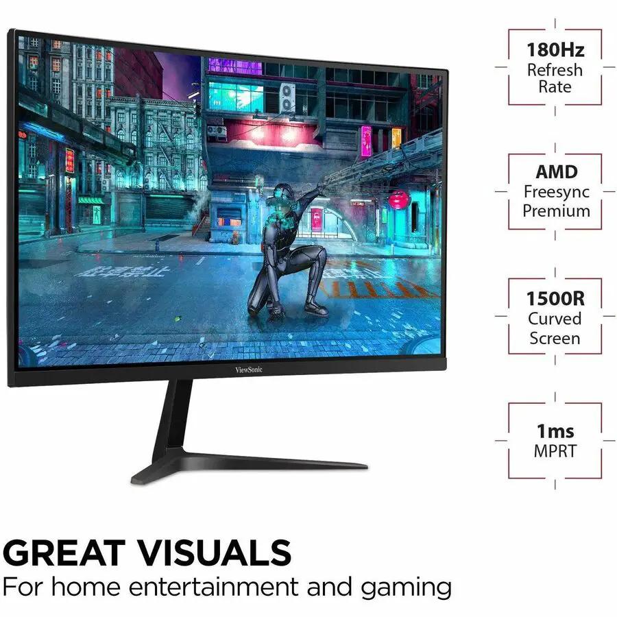 ViewSonic OMNI VX2718 MHD 27-inch curved gaming monitor in black with 165Hz WQHD display