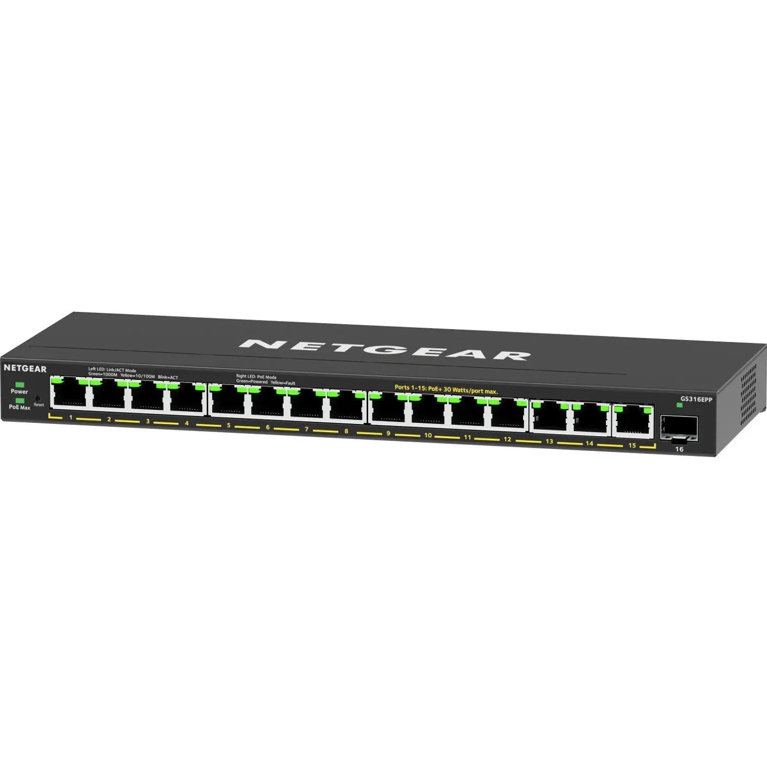 NETGEAR Plus 231W 16-Port Gigabit PoE+ Switch with SFP, black