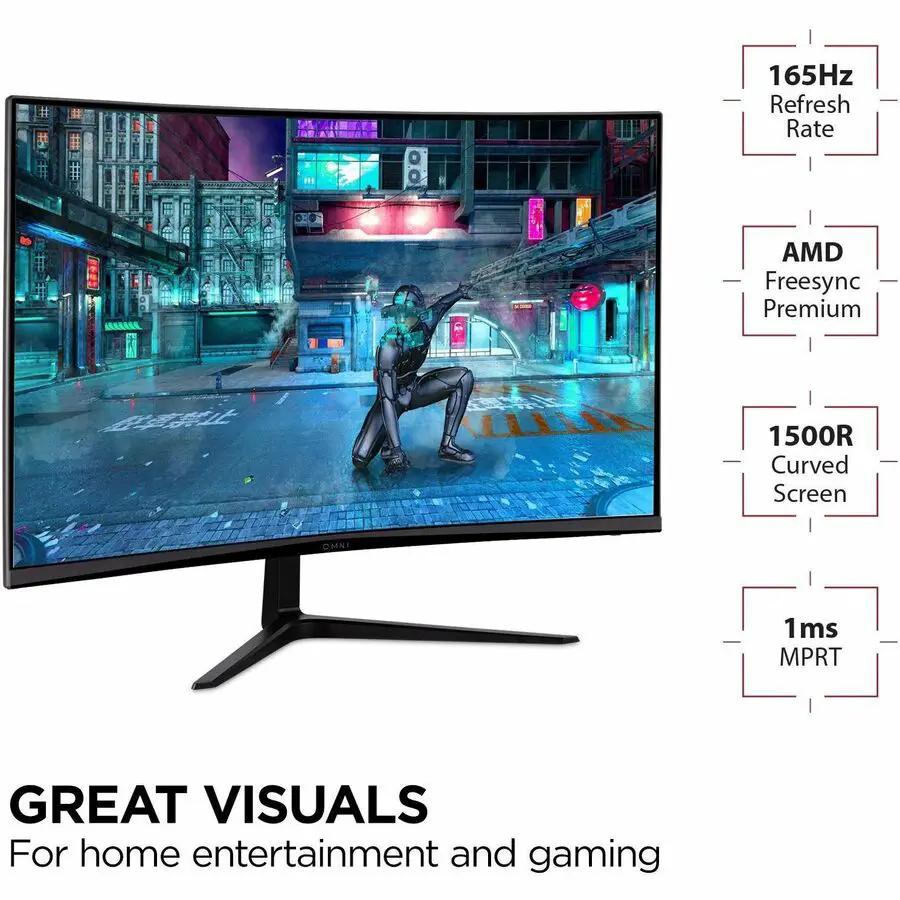 ViewSonic OMNI VX3218-MHD 32-inch curved gaming monitor on a white studio backdrop