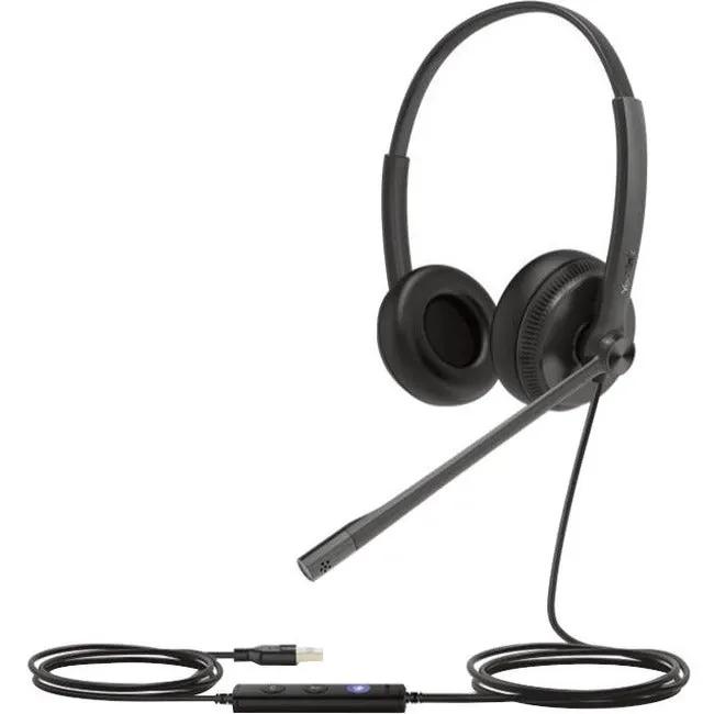 Yealink UH34 Dual Teams USB headset with boom mic, black over-ear design