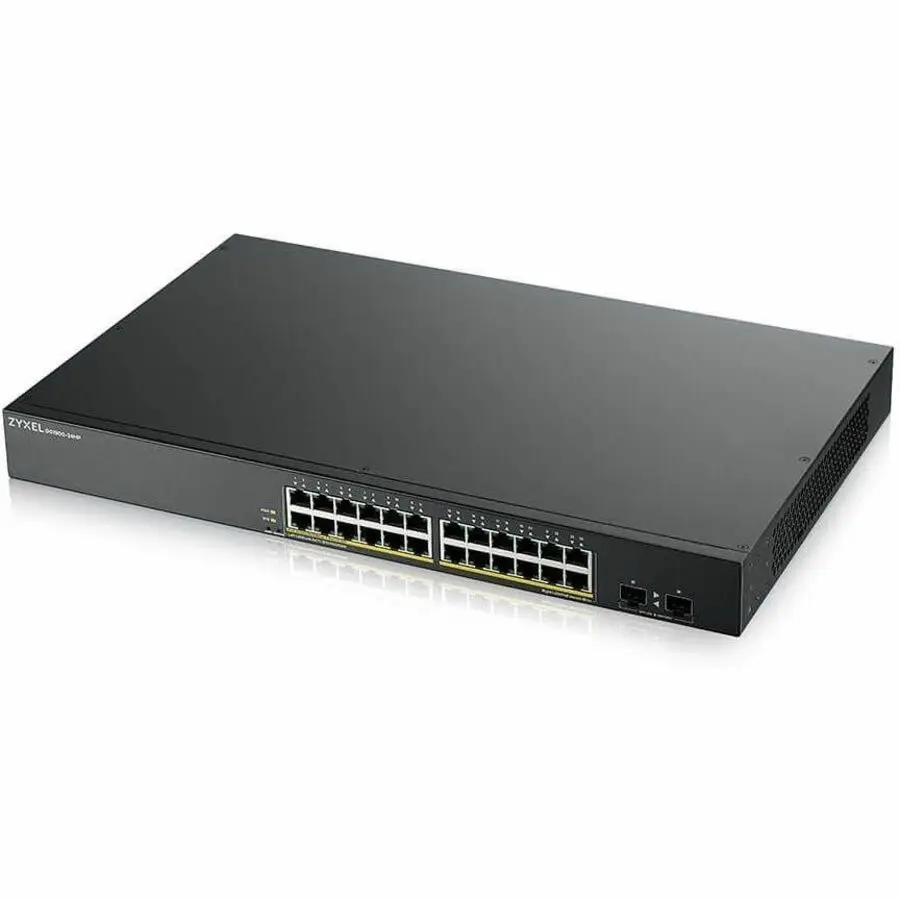 Zyxel GS1900-24HP 24-port PoE+ switch with two SFP uplinks, black metal chassis