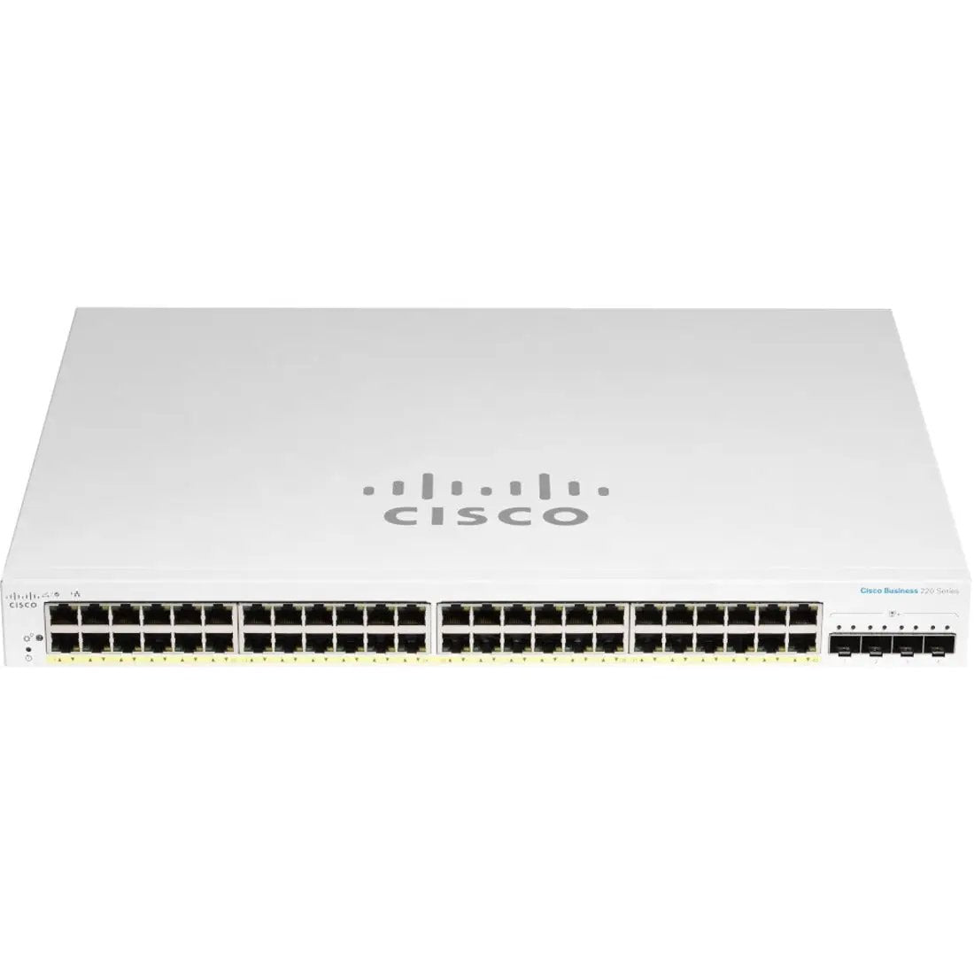 Cisco CBS220 48-Port Gigabit PoE SFP managed switch in white