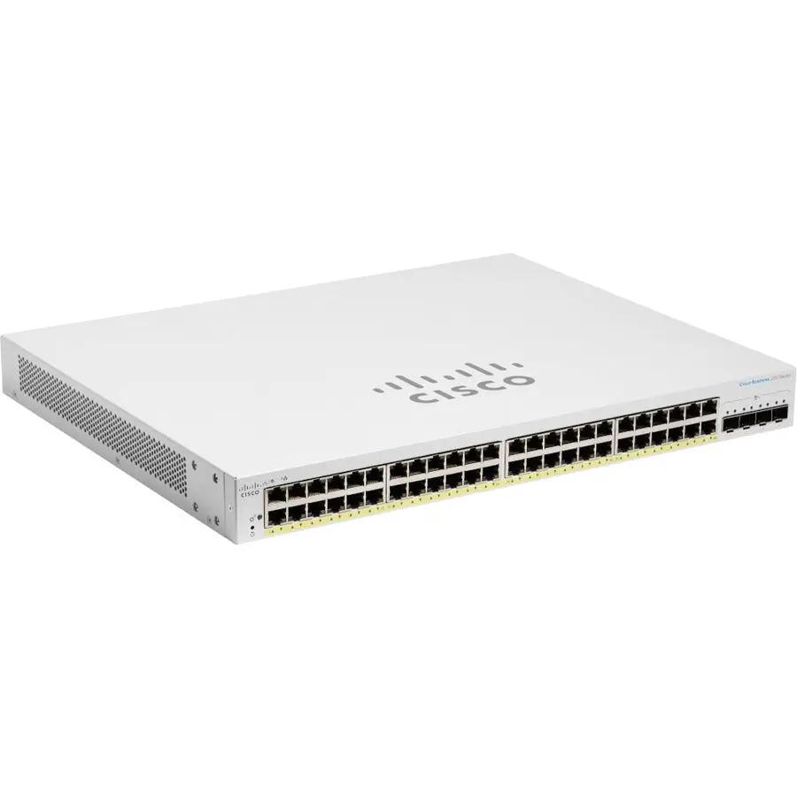 Cisco CBS220 48-port PoE Gigabit switch with SFP uplinks, white metal chassis