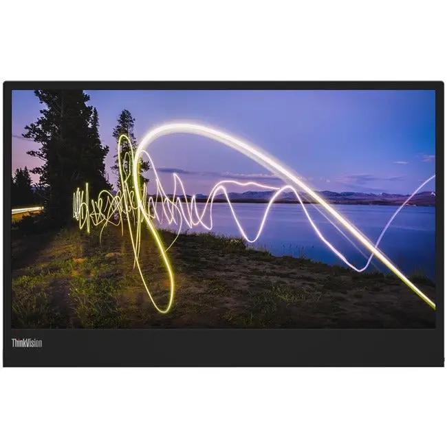 Lenovo ThinkVision M15 monitor, black, 16:9, 1080p.