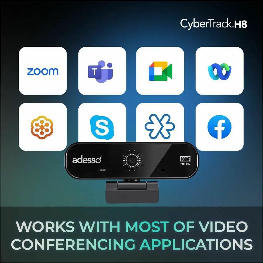 Adesso CyberTrack CyberTrack H8 Webcam - 2.1 Megapixel - 30 fps - Black - USB 2.0