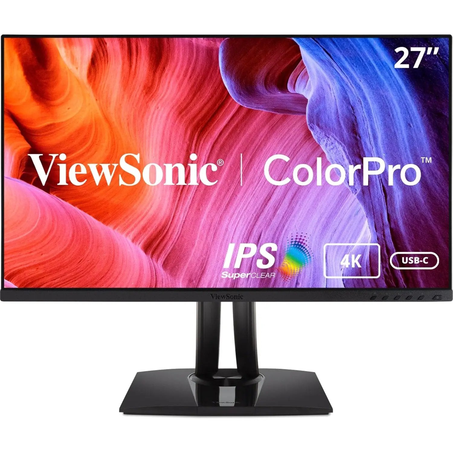 ViewSonic VP2756 27-inch 4K UHD IPS monitor on a stand with USB-C