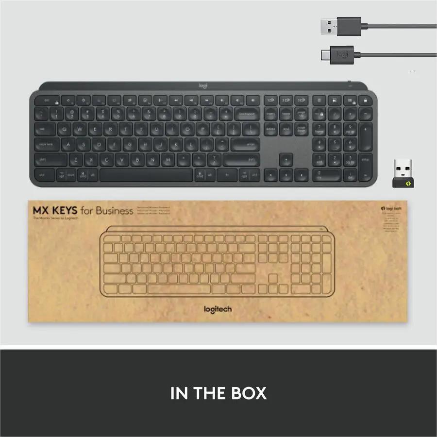 Logitech MX Keys Wireless Illuminated Keyboard for Business, Quiet Perfect-Stroke Keys, Logi Bolt Technology - Graphite