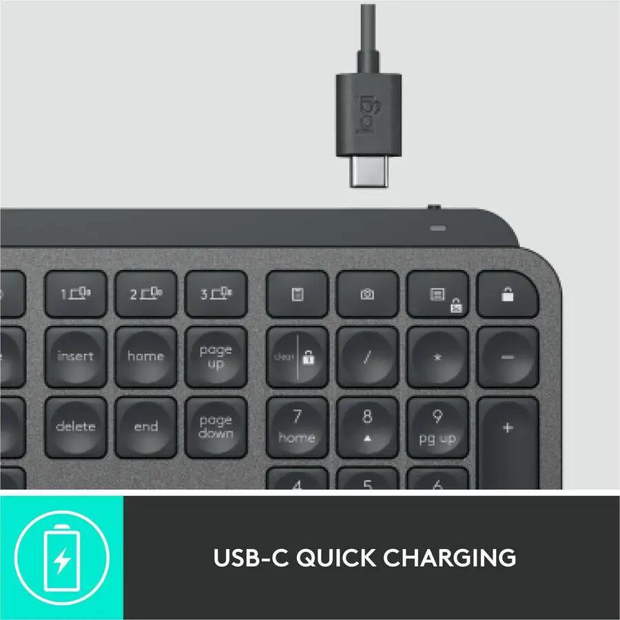 Logitech MX Keys Wireless Illuminated Keyboard for Business, Quiet Perfect-Stroke Keys, Logi Bolt Technology - Graphite