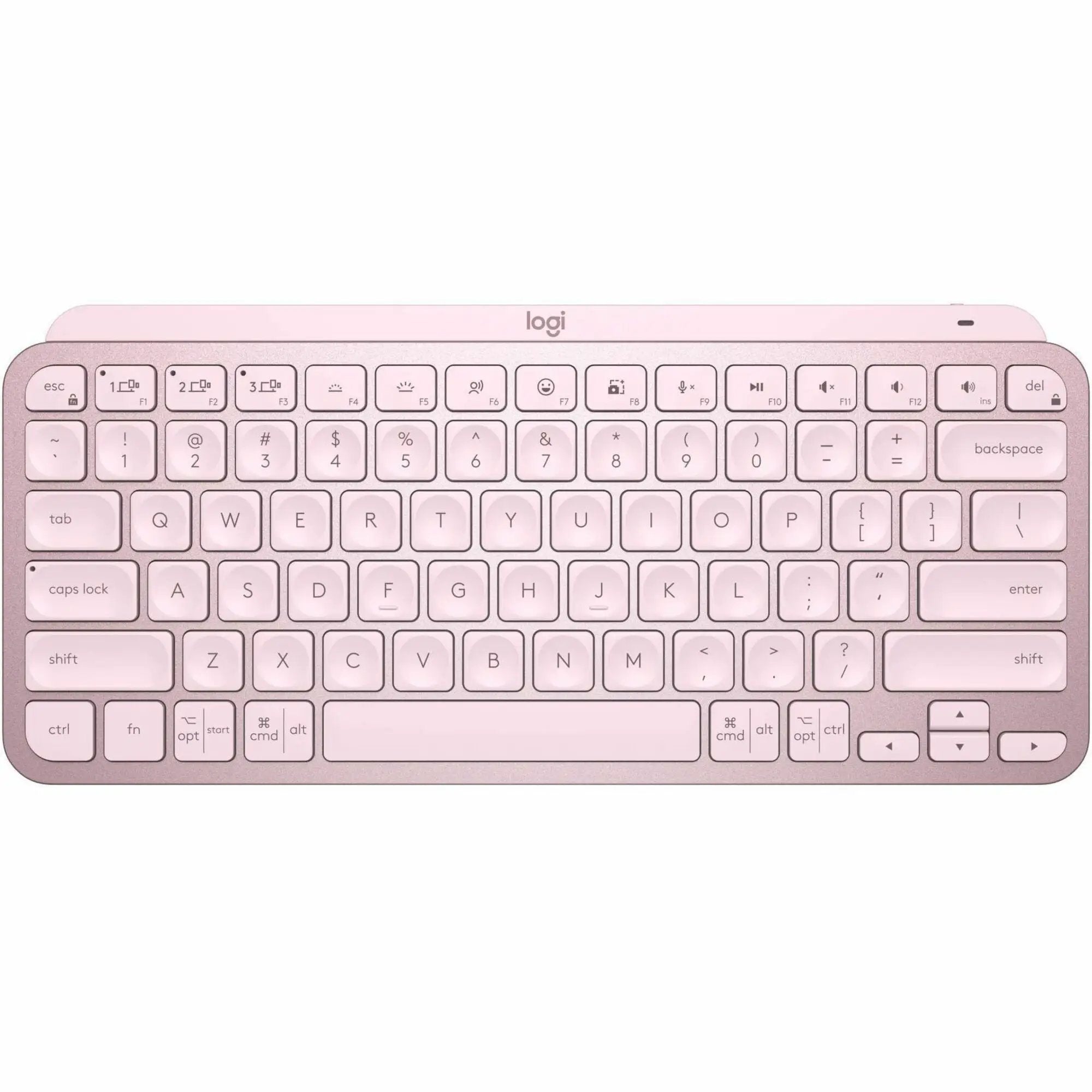 Logitech MX Keys Mini Minimalist Wireless Illuminated Keyboard, Compact, Bluetooth, USB-C - Rose