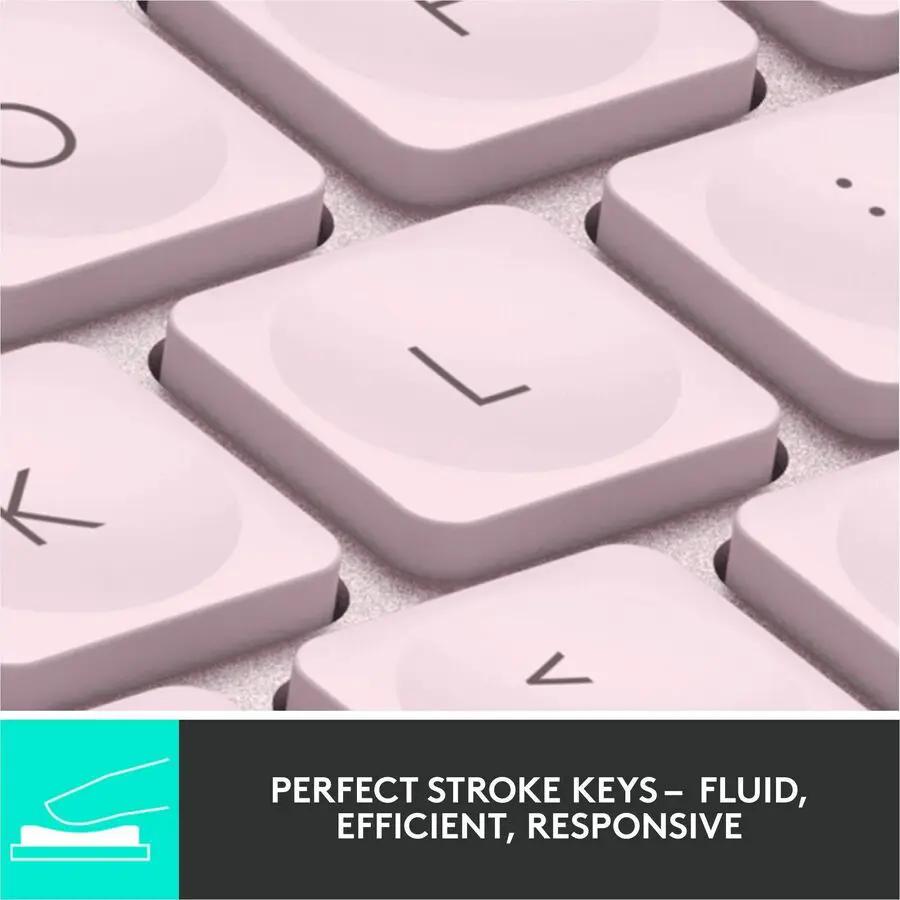 Logitech MX Keys Mini Minimalist Wireless Illuminated Keyboard, Compact, Bluetooth, USB-C - Rose