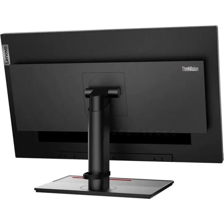 Lenovo ThinkVision P27u-20 27-inch 4K UHD LED monitor rear view on stand, black finish