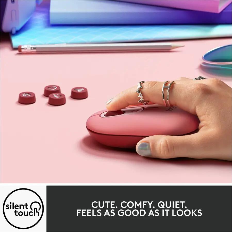 Logitech POP Mouse, Wireless Mouse with Customizable Emojis, SilentTouch Technology, Precision/Speed Scroll, Rose