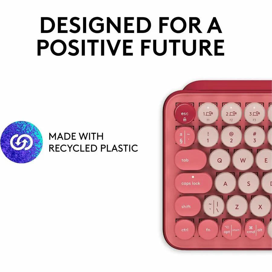 Logitech POP Keys Wireless Mechanical Keyboard With Emoji Keys - Heartbreaker Rose