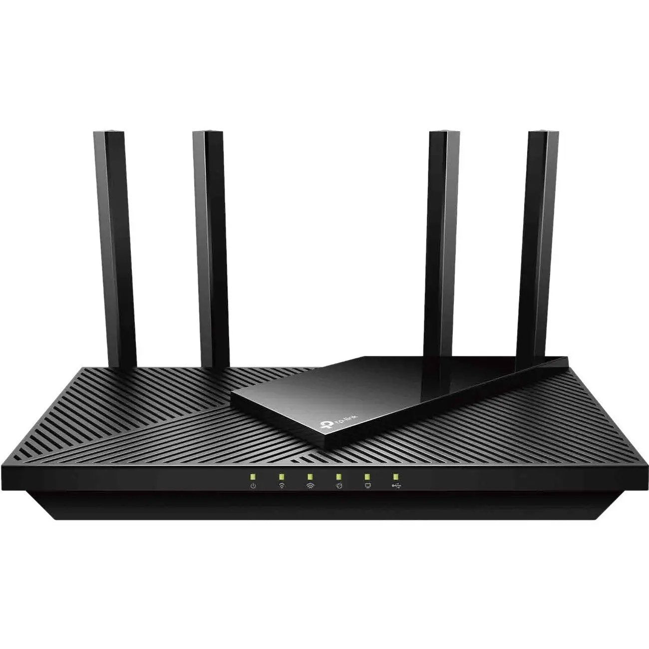 TP-Link Archer AX55 Gigabit WiFi 6 router with four external antennas on white background.