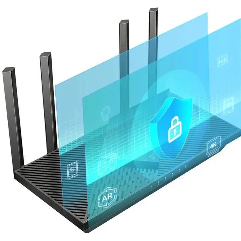 TP-Link Archer AX55 WiFi 6 router with USB 3.0, black with four antennas.
