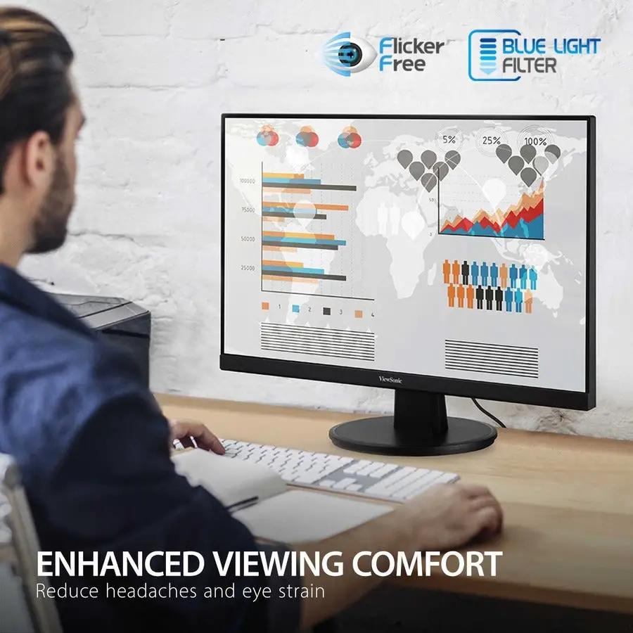 ViewSonic VA2247MH 22-inch FHD monitor with slim black bezel on desk