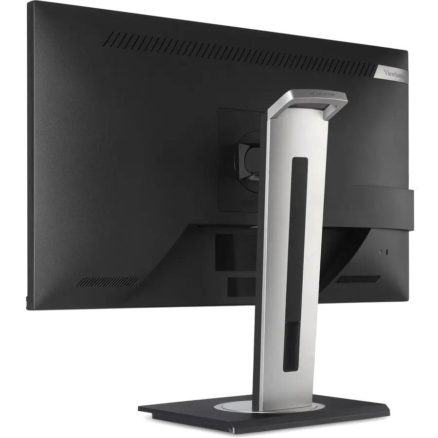ViewSonic VG2748A 27-inch IPS monitor, black with silver stand, rear view.