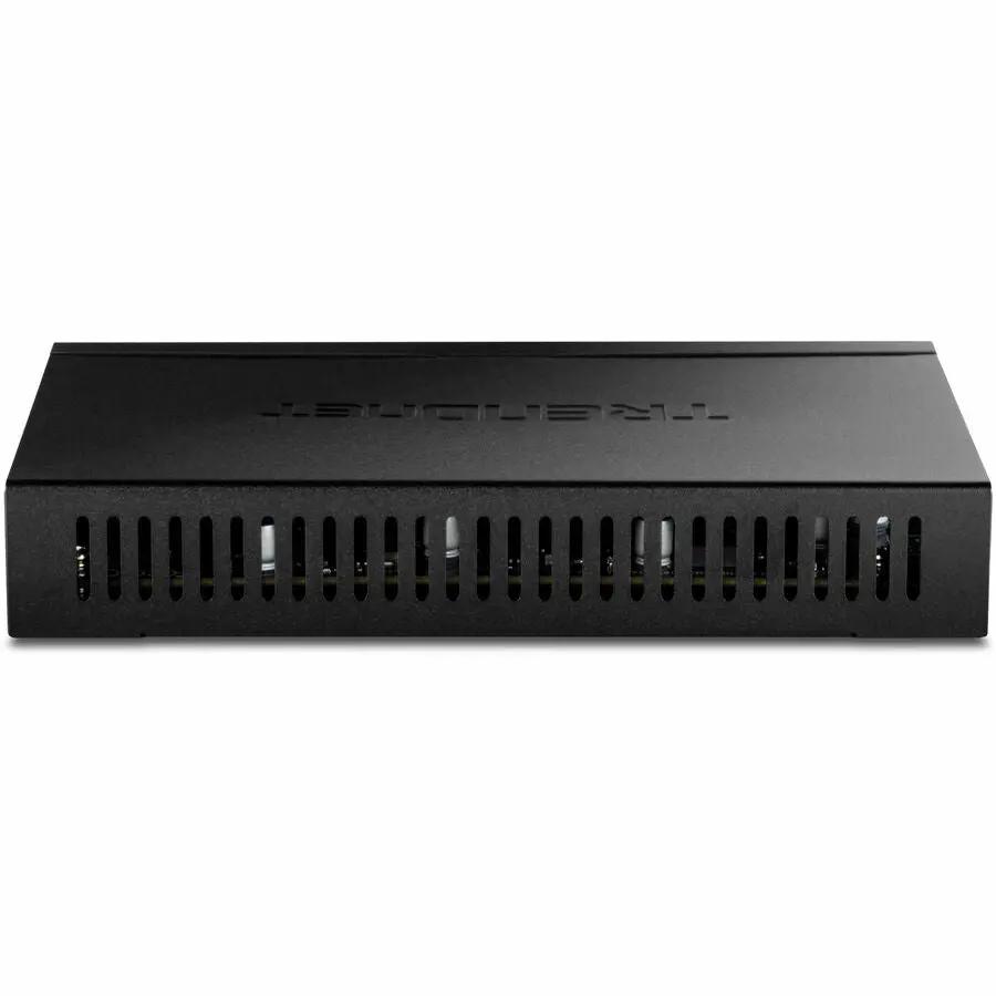 TRENDnet 6-Port 10GbE Unmanaged Switch, black compact metal enclosure with front ventilation